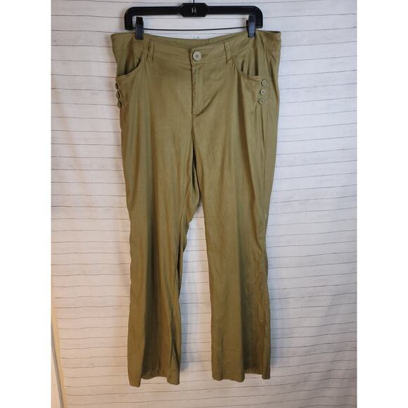 Cabi Charlie Linen Blend Trouser in Olive, sz 12 - Picture 1 of 14